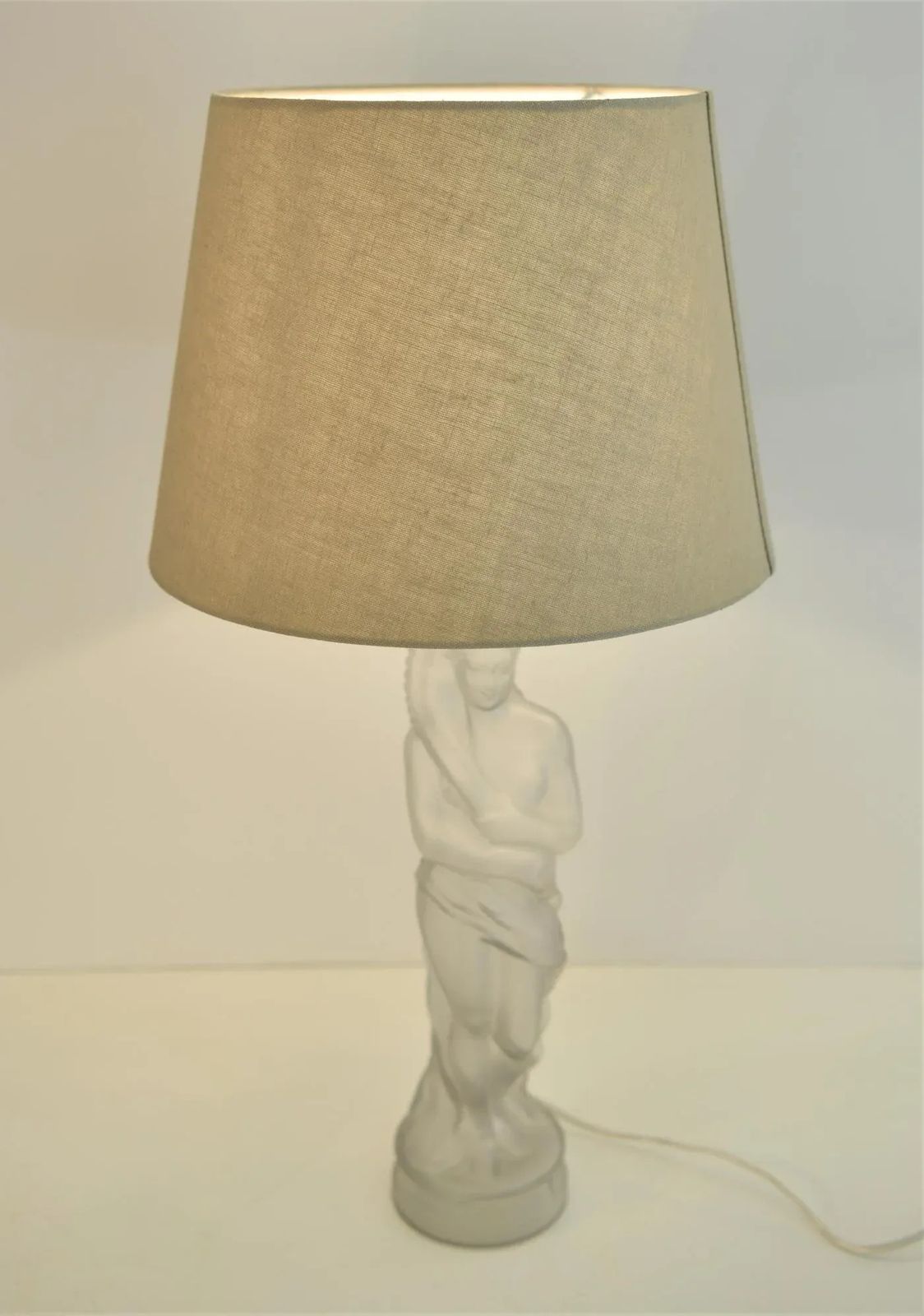 Art Nouveau Art Deco Frosted Glass Table Lamp In The Style Of Lalique photo furniture