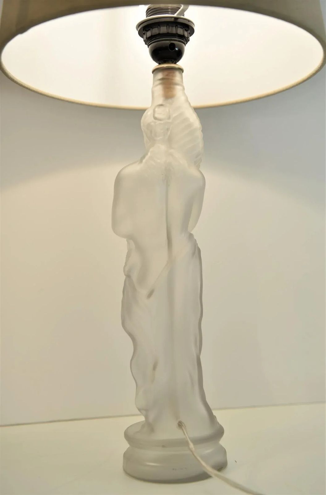 Art Nouveau Art Deco Frosted Glass Table Lamp In The Style Of Lalique photo buy