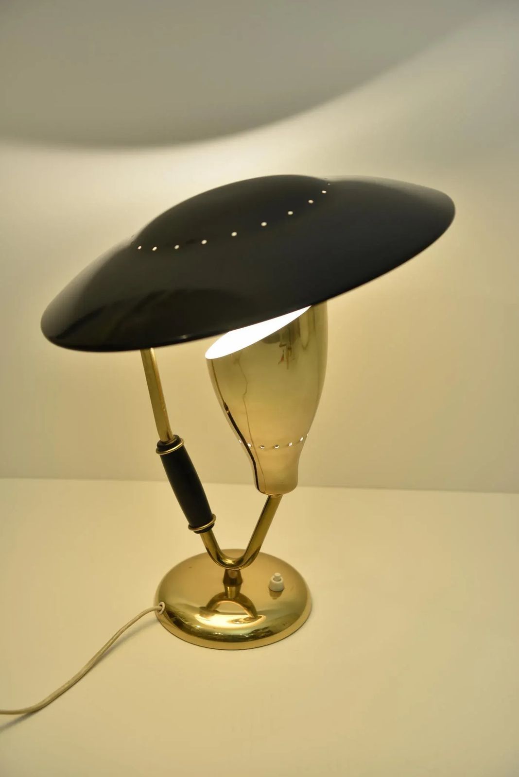 Danish Brass And Steel Table Lamp By Svend Aage Holm Sörensen For Holm Sørensen & Co, 1950s photo Lighting