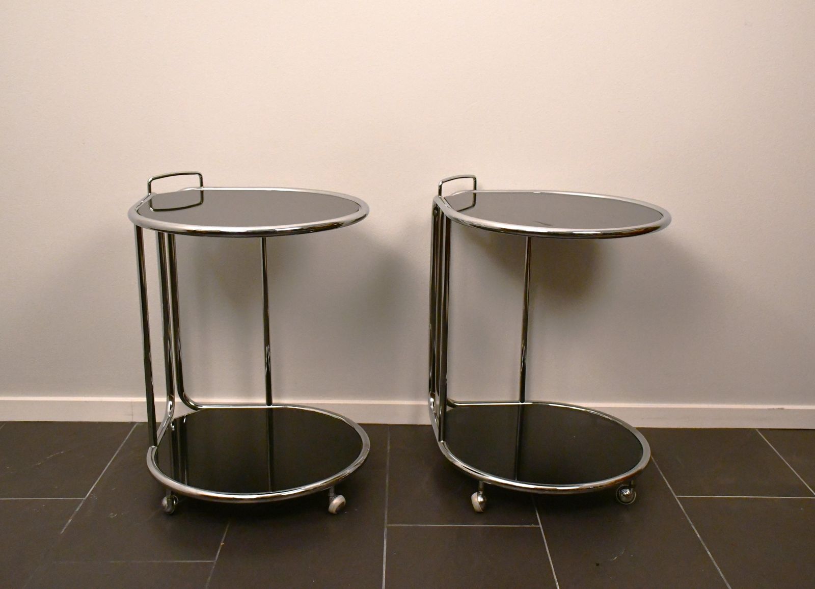 Vintage Swedish Chrome Steel And Glass Bedside Tables From Dux, 1990s, Set Of 2 photo furniture