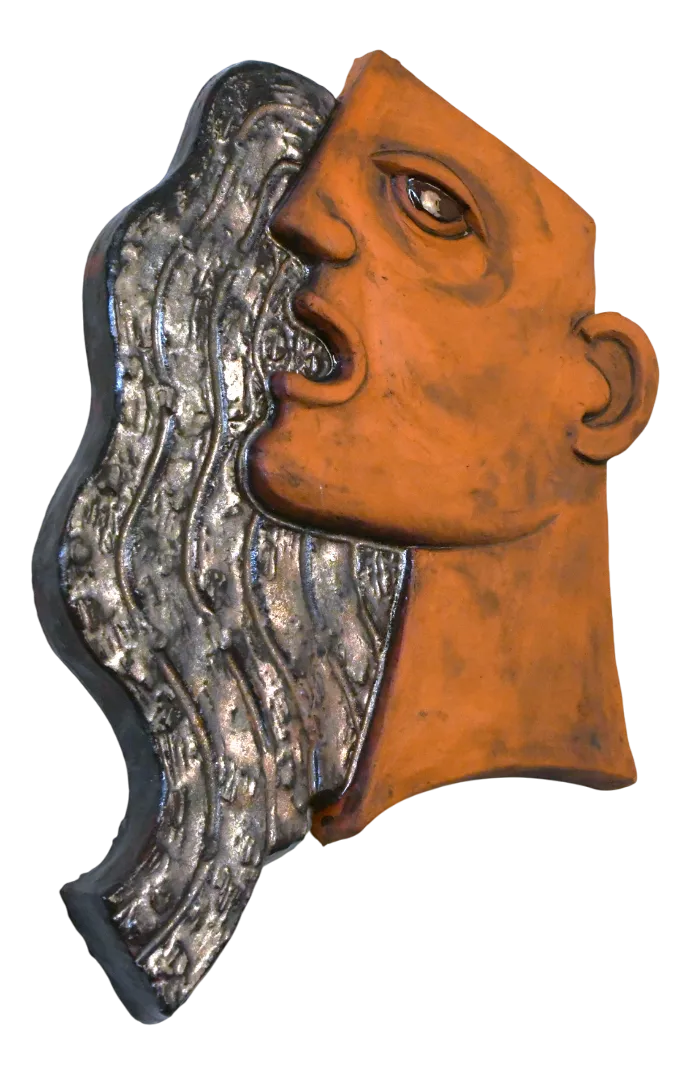 Large Swedish Art Deco Style Ceramic Wall Relief By Lars Bergsten, 1980s