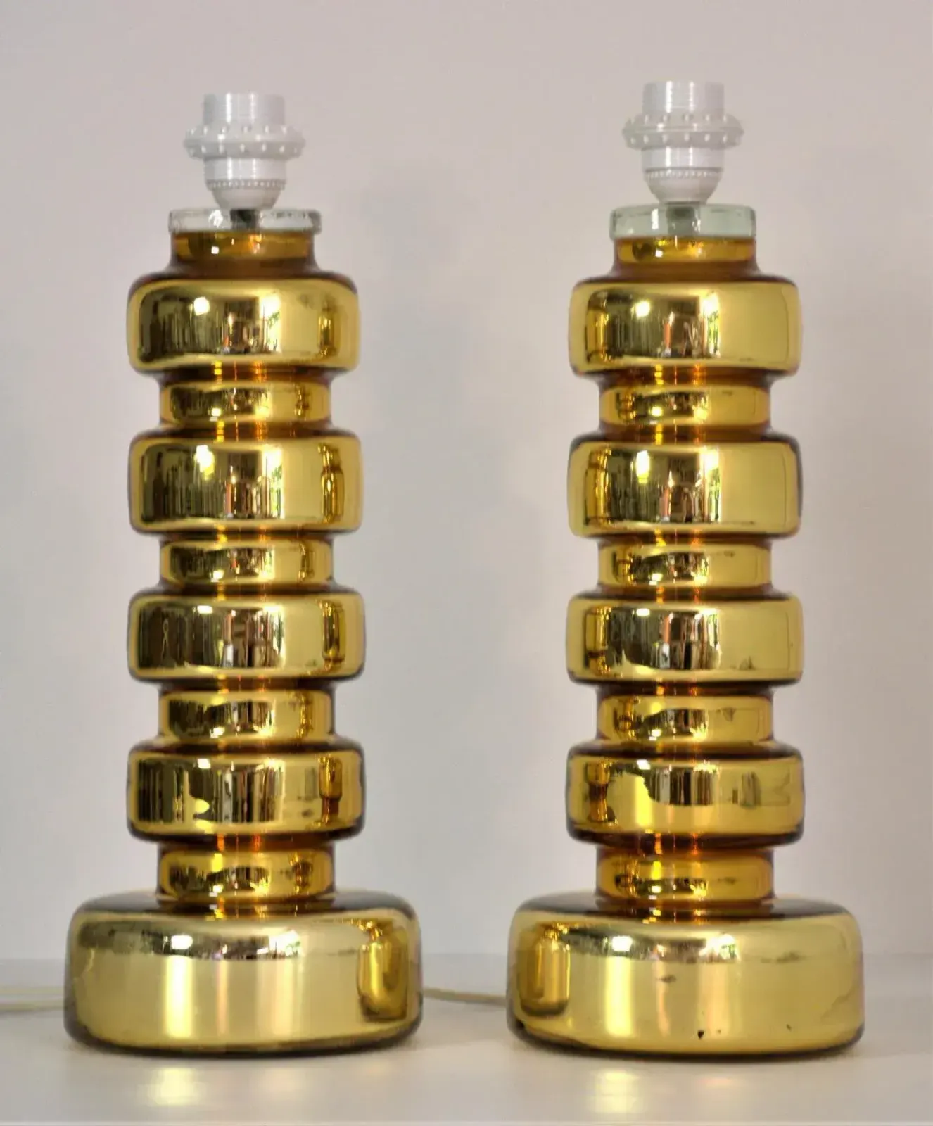 photo furniture Large Golden Mercury Glass Table Lamps By Gustav Leek For Flygsfors, 1960s, Set Of 2
