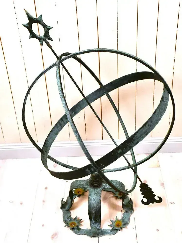 Large Swedish Garden Wrought Copper Sundial, 1950s photo furniture