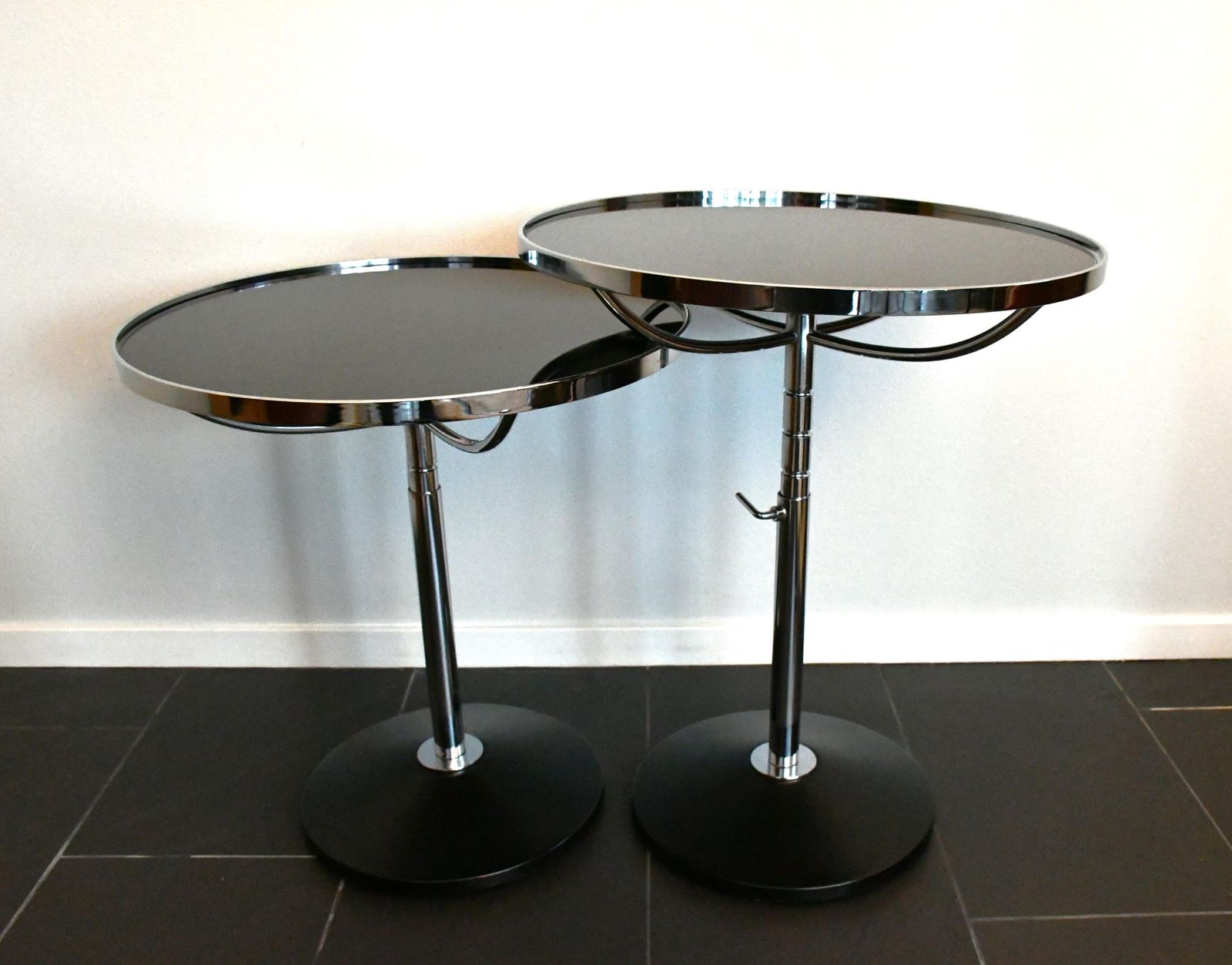 Swedish Adjustable Glass And Chrome Steel Side Table Model Pronto From Dux, 1990s, Set Of 3 photo furniture
