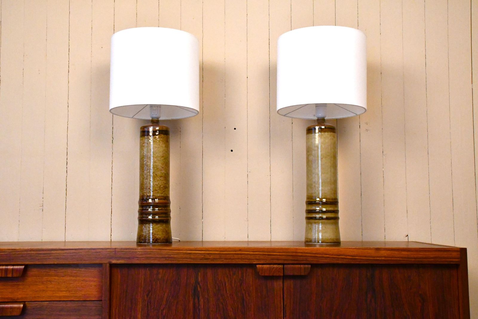 Lighting Large Swedish Porcelain Table Lamps By Olle Alberius For Rörstrand, 1960s, Set Of 2 photo