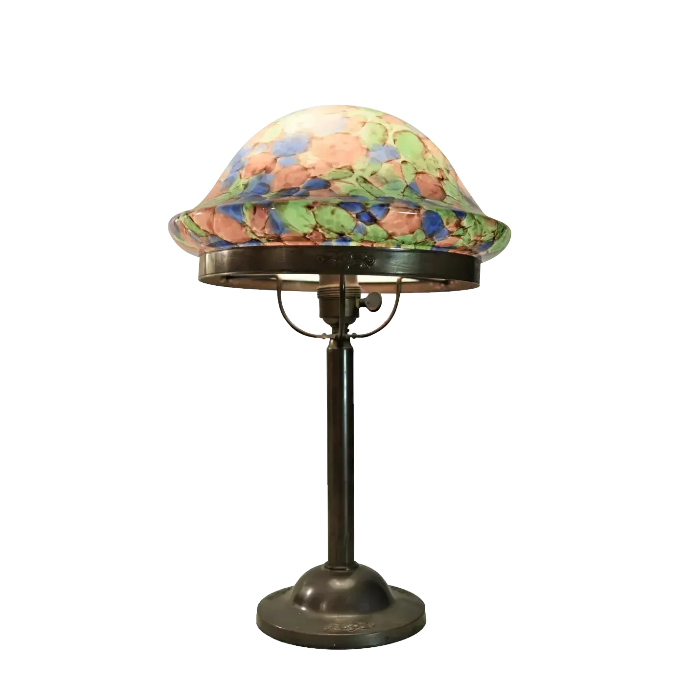 Swedish Grace Copper And Glass Table Lamp, Sweden, 1920s