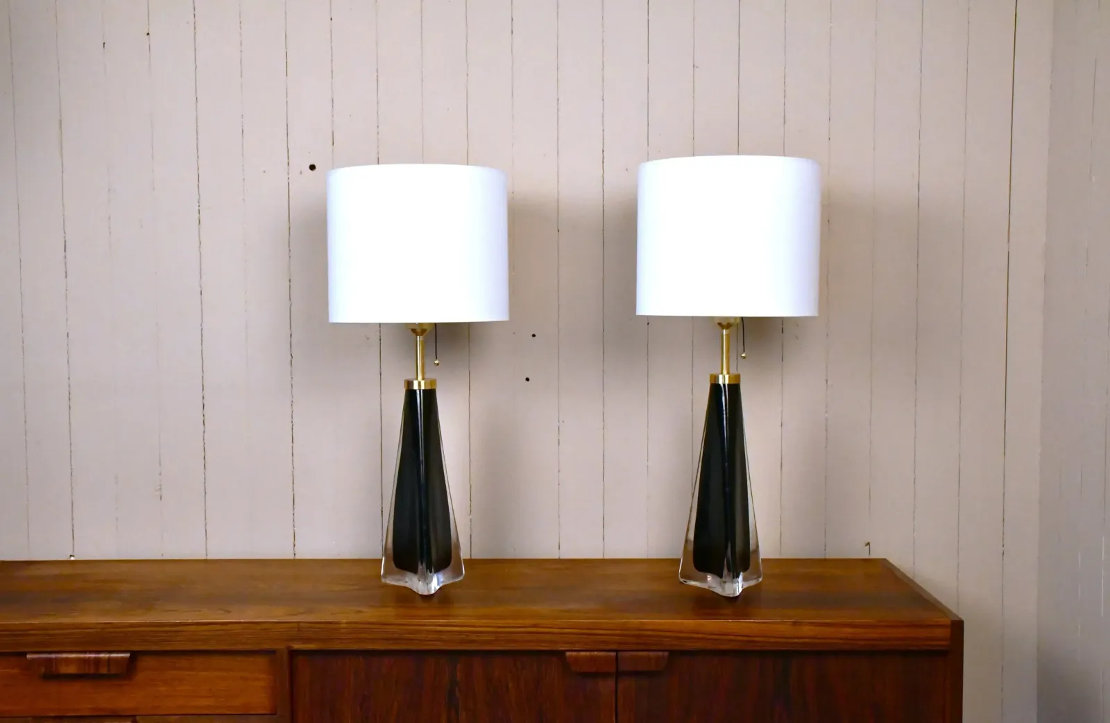Large Swedish Art Glass Model Rd1319 Table Lamps By Carl Fagerlund For Orrefors, 1950s, Set Of 2 photo for sale
