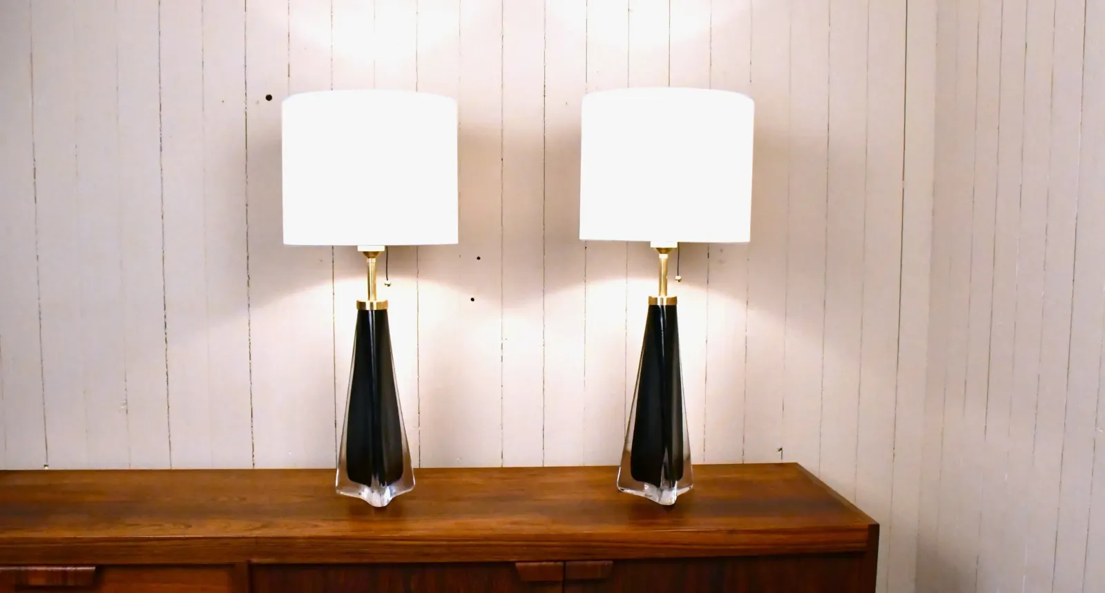 Large Swedish Art Glass Model Rd1319 Table Lamps By Carl Fagerlund For Orrefors, 1950s, Set Of 2 photo Lighting