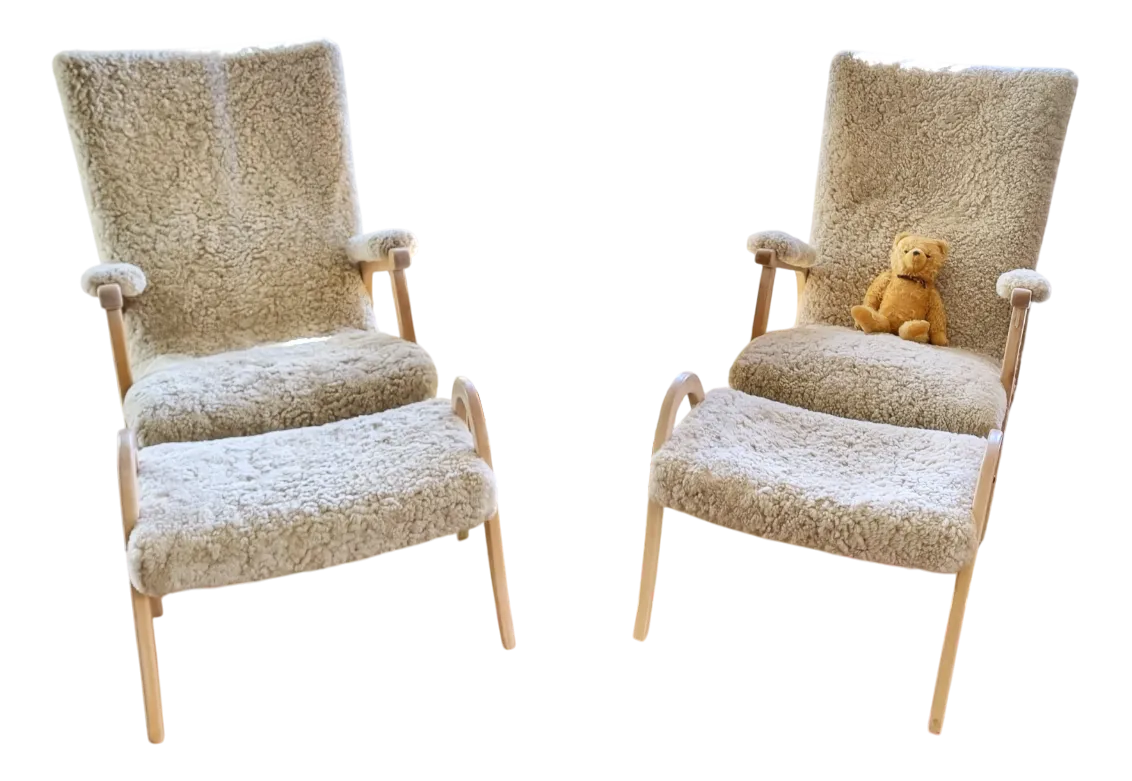 Vintage Benno Lounge Chairs With Ottomans From Ikea, 1970s, Set Of 4