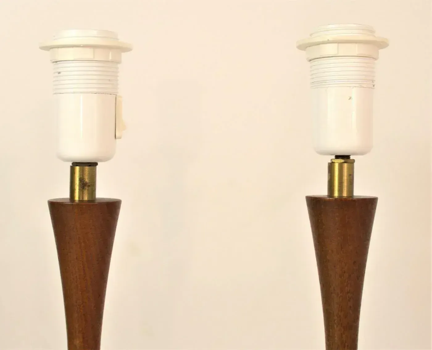 Modern Swedish Teak And Brass Table Lamps, Made In Denmark For Bergboms, Set Of 2 photo buy