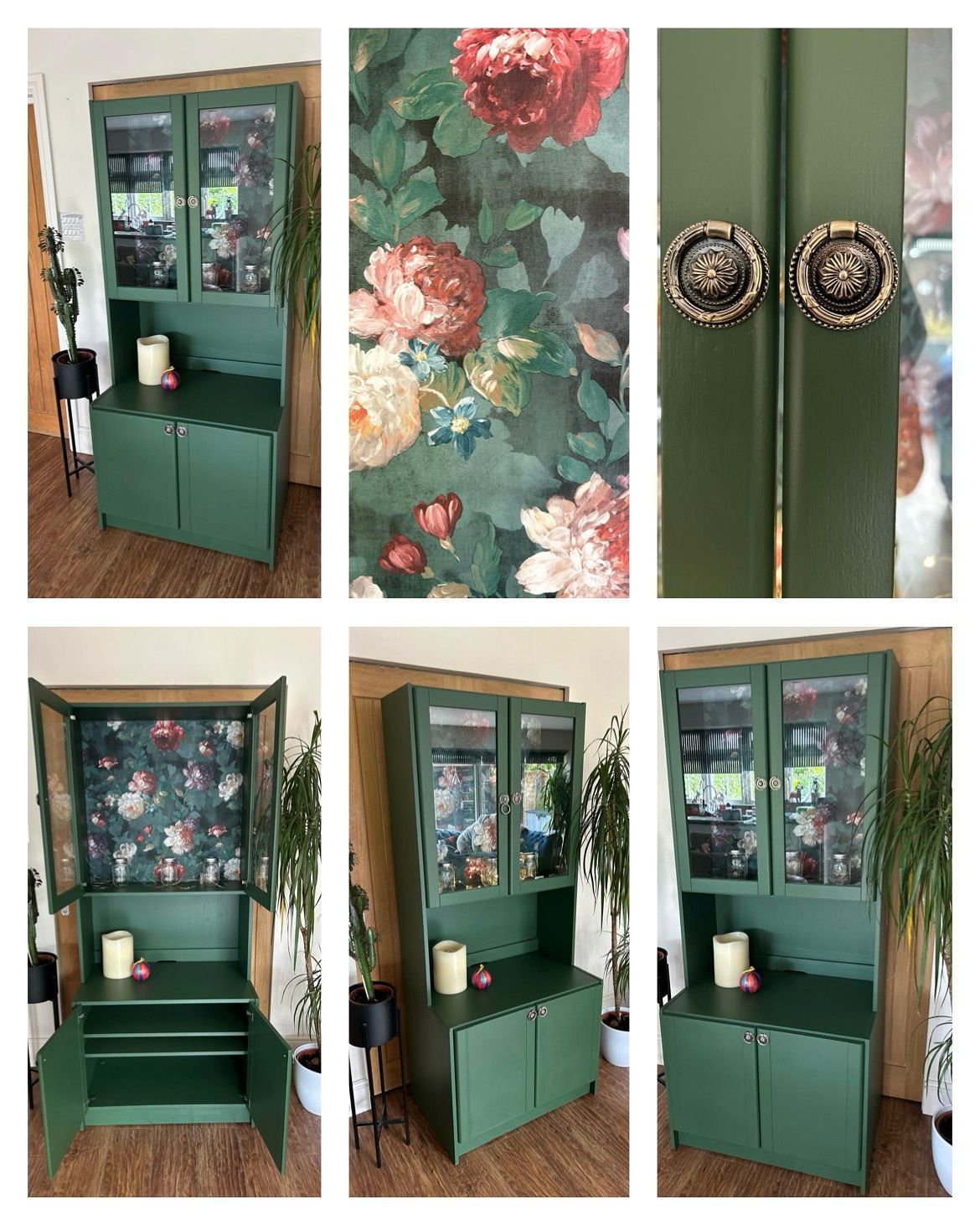 Upcycled Dark Green Floral Dresser/Display Cabinet photo furniture