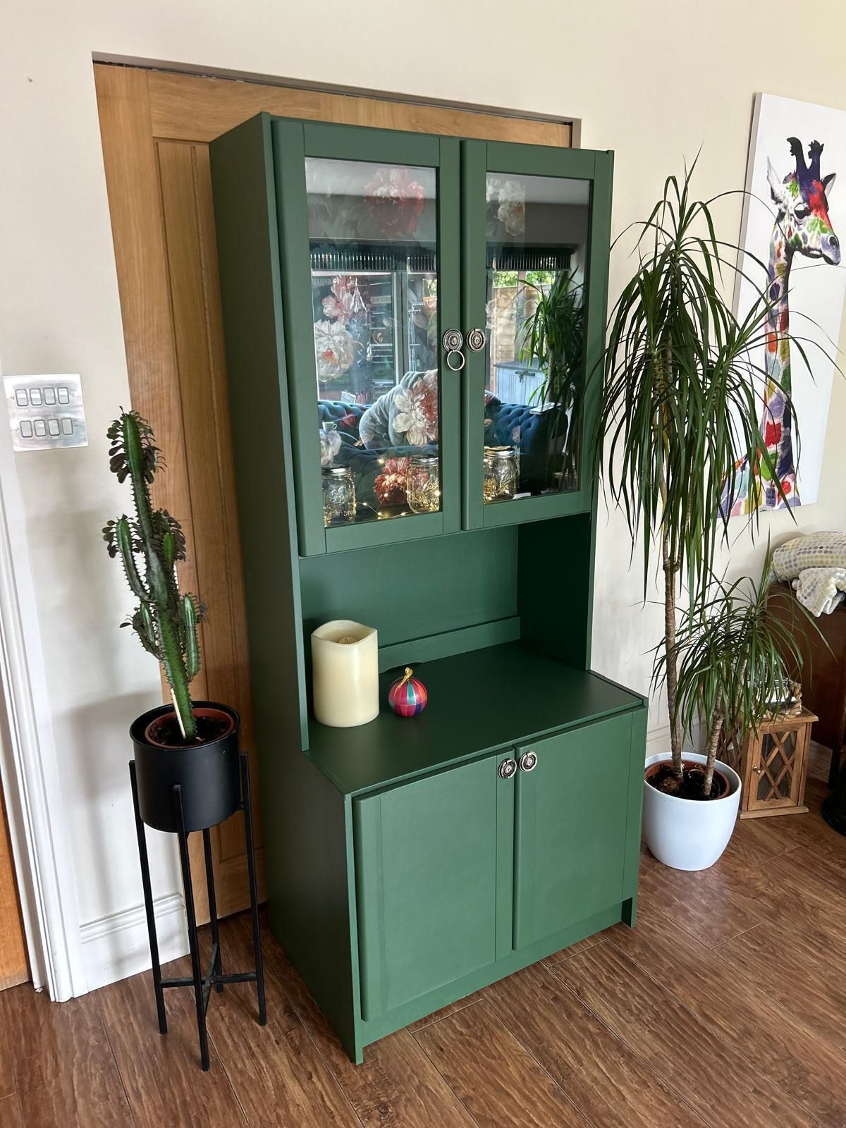 Upcycled Dark Green Floral Dresser/Display Cabinet photo for sale