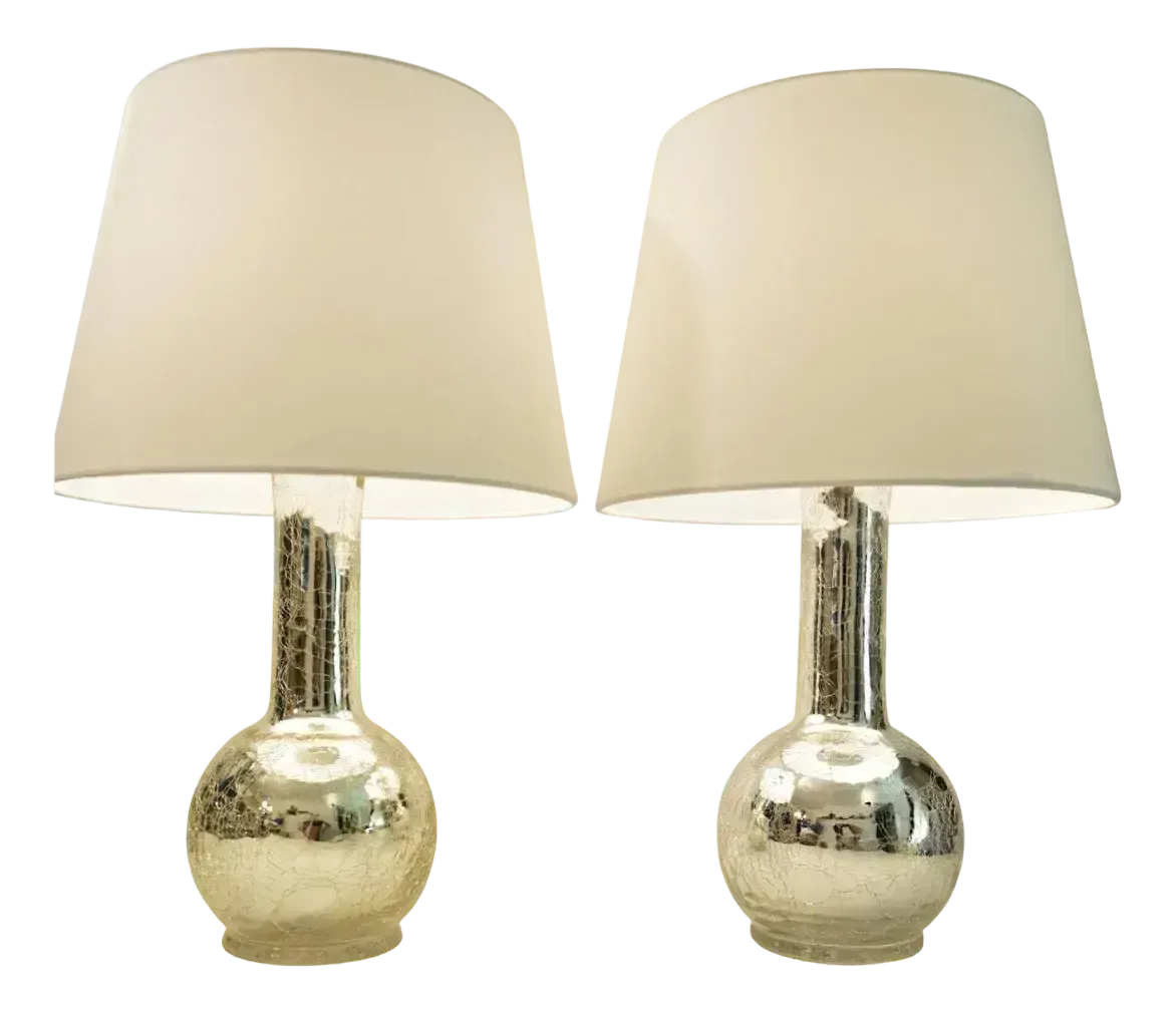 Mercury Glass Table Lamps By Luxus By Uno & östen Kristiansson, Set Of 2