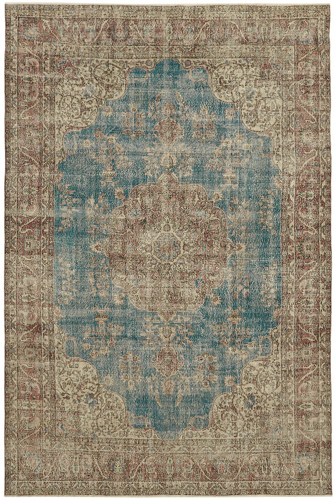 Handmade Beige Vintage Large Area Rug 265 Cm X 382 Cm