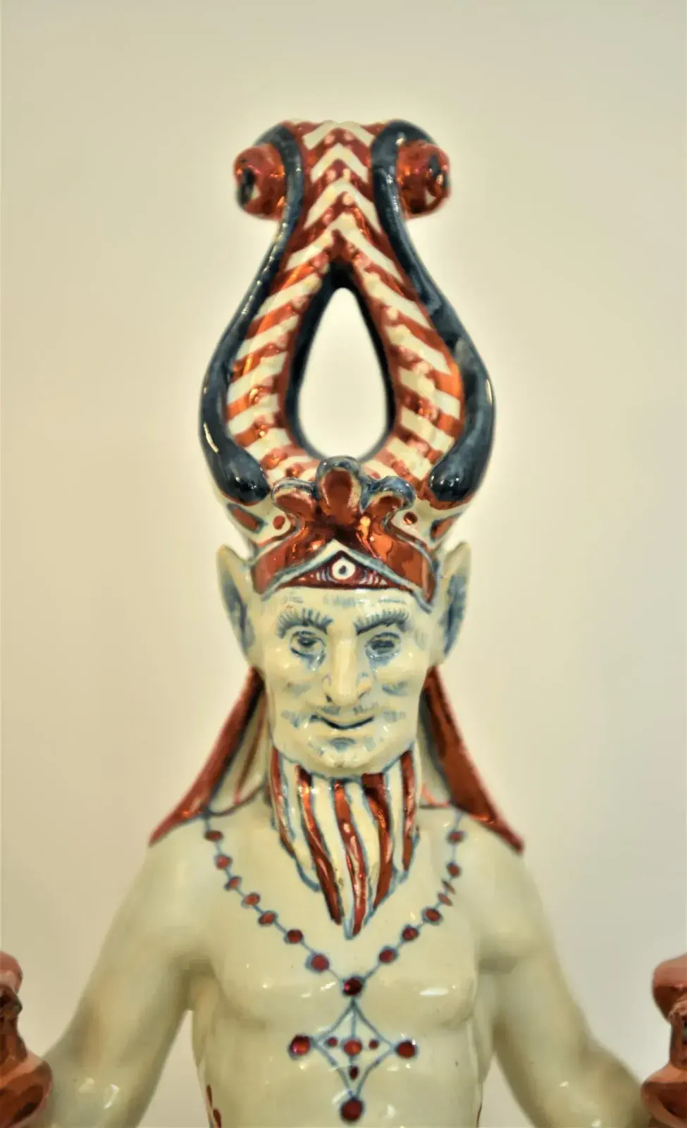 19th Century Majolica Demon Candelabras By Cantagalli, Italy, Set Of 2 photo vinterior