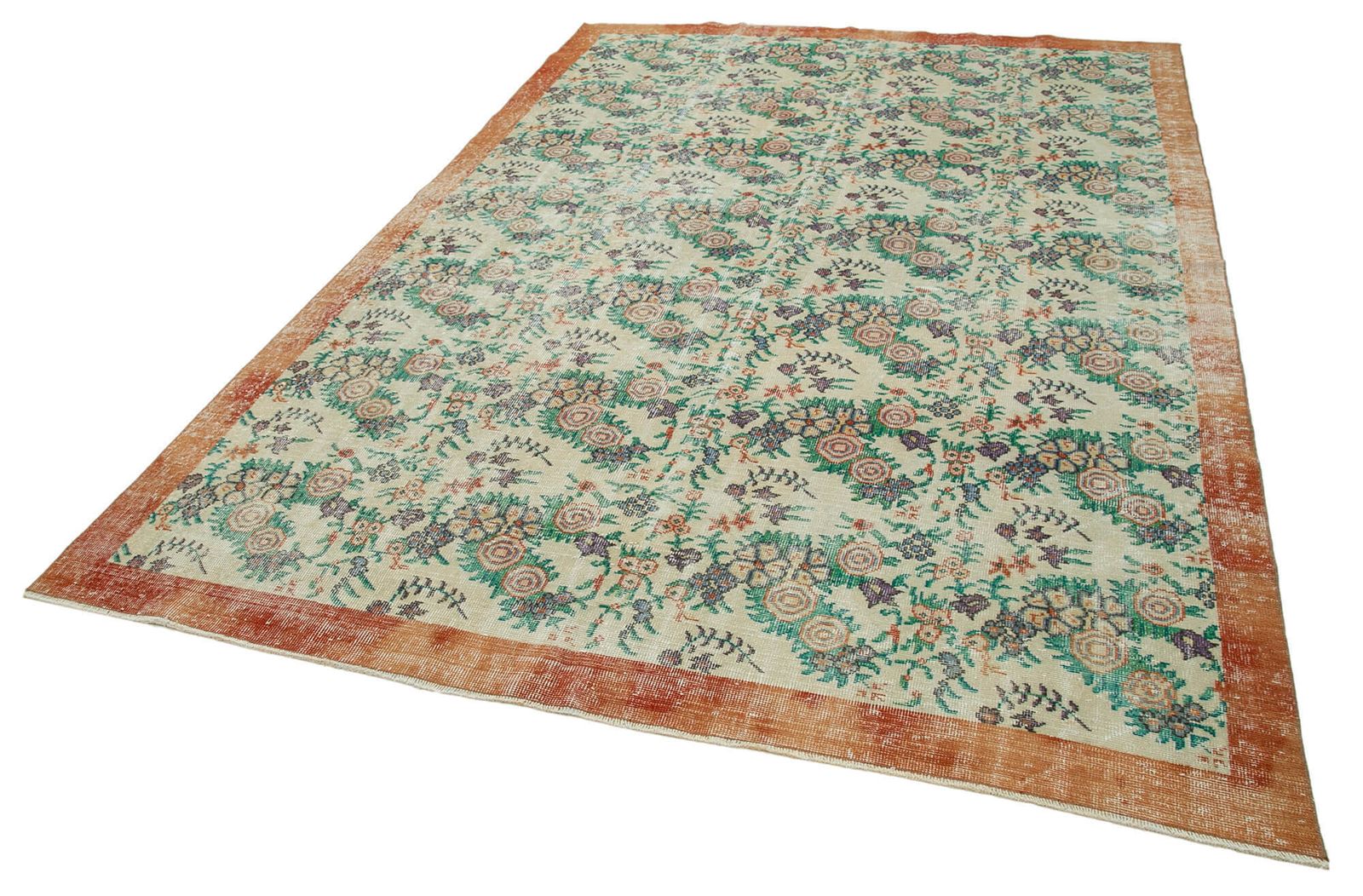 Handmade Beige Turkish Vintage Area Rug 212 Cm X 316 Cm photo for sale