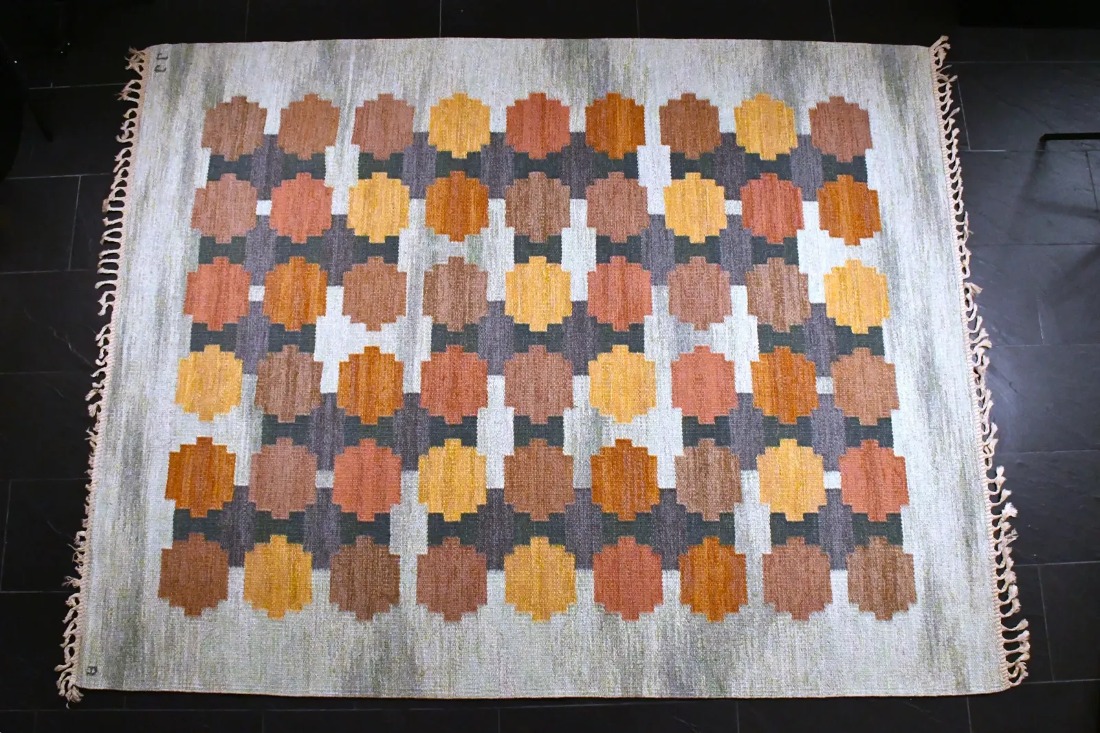 Large Swedish Handwoven Röllakan Wool Rug Model Aspelöv By Judith Johansson, 1963 photo furniture