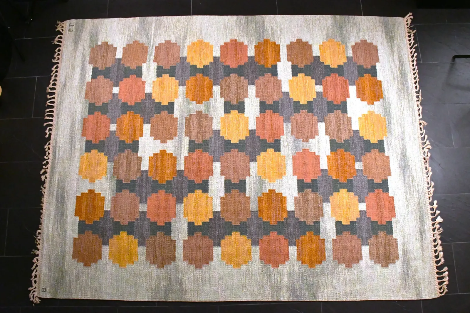 Large Swedish Handwoven Röllakan Wool Rug Model Aspelöv By Judith Johansson, 1963 photo buy