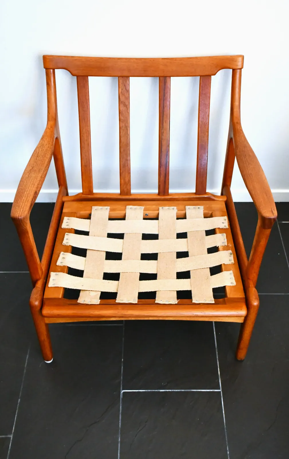 photo for sale Swedish Teak And Leather Kuba Armchairs By Bertil Fridhagen For Br. Andersson, 1950s, Set Of 2