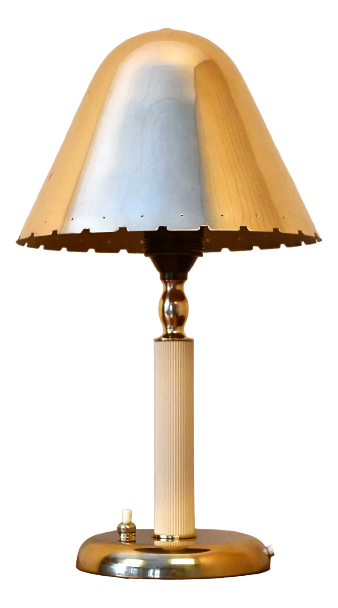 Very Rare Swedish Grace Period, Brass Table Lamp By Harald Notini For Böhlmarks 1930s