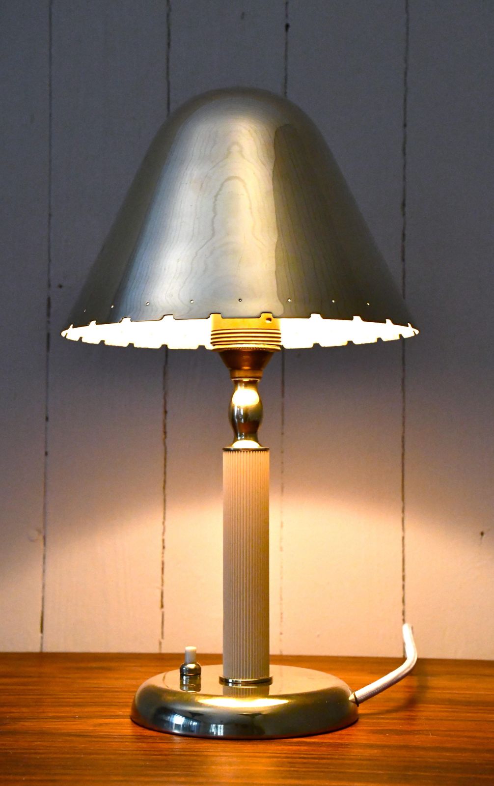 Very Rare Swedish Grace Period, Brass Table Lamp By Harald Notini For Böhlmarks 1930s photo for sale