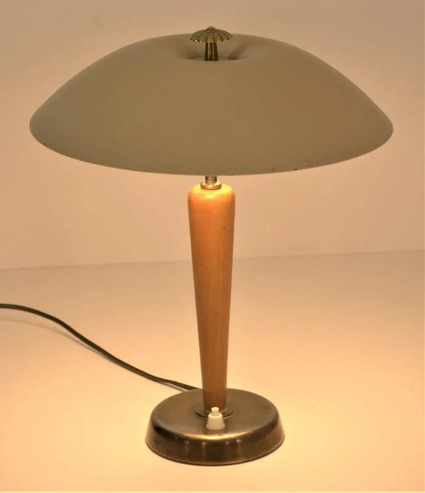 Swedish Grace Period Brass And Oakwood Table Lamp By Böhlmarks, 1920s photo furniture