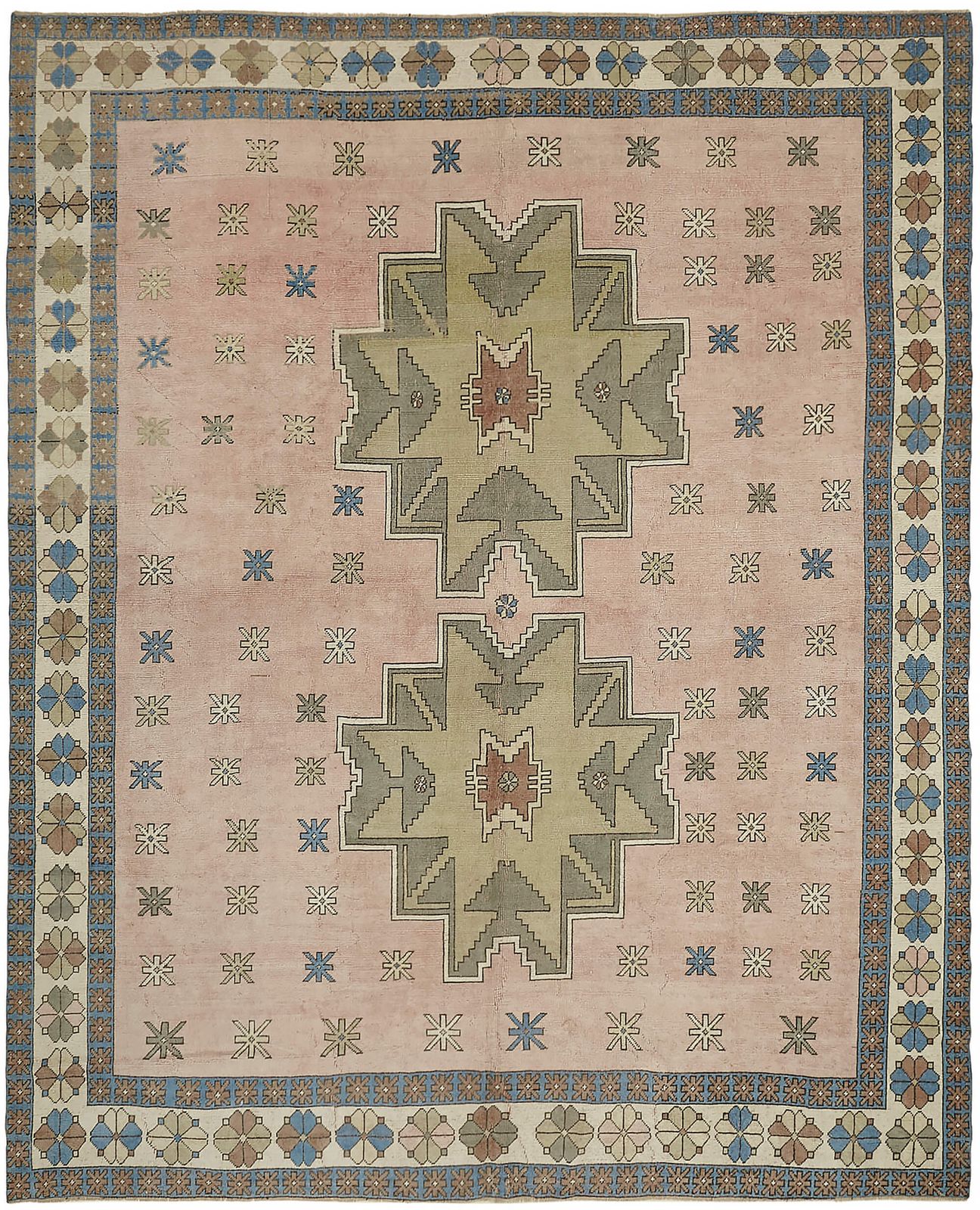 Handmade Beige Vintage Large Area Rug 336 Cm X 403 Cm