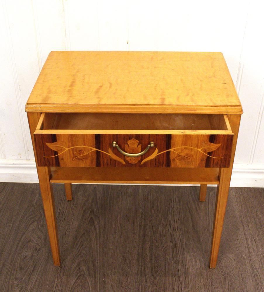 Vintage Swedish Bedside Tables In Walnut And Birch, 1940s, Set Of 2 photo vintage