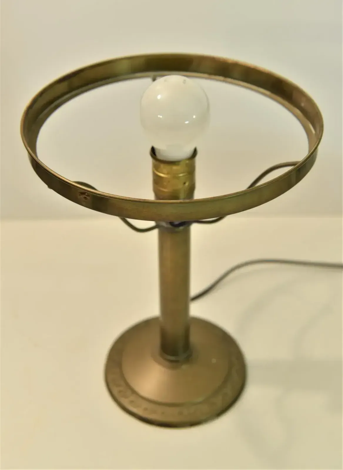 Art Nouveau Brass And Glass Table Lamp, Sweden, 1920s photo vintage