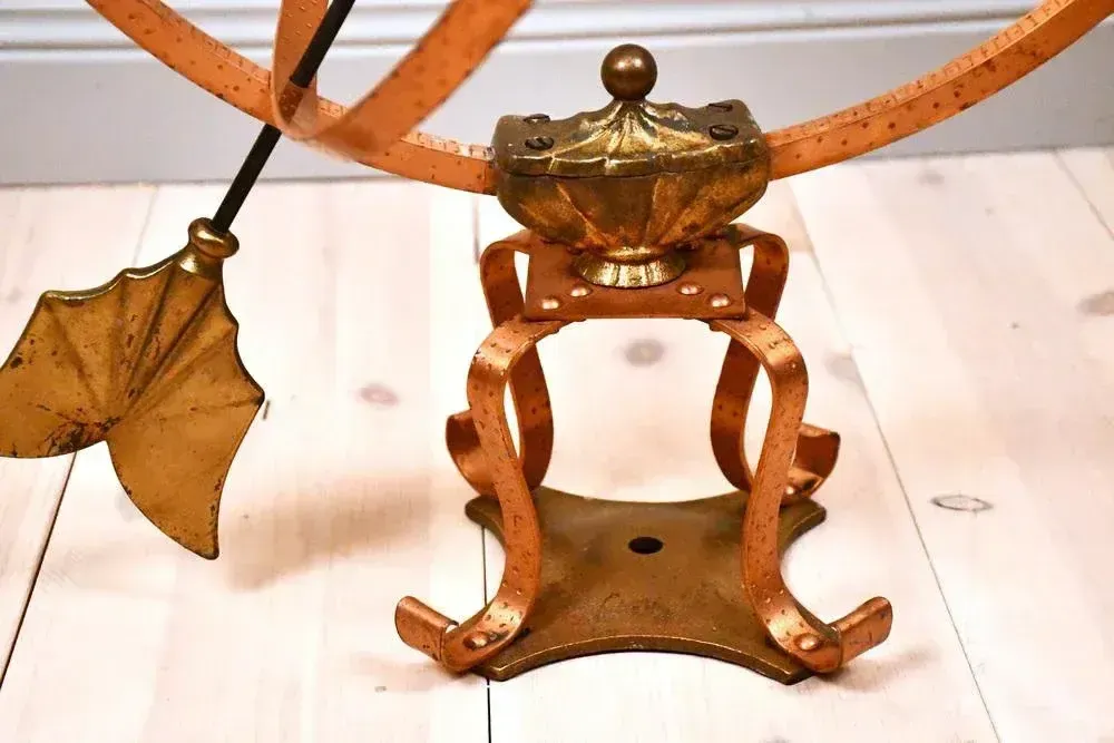 Large Swedish Wrought Iron, Brass And Copper Garden Sundial, 1960s photo buy