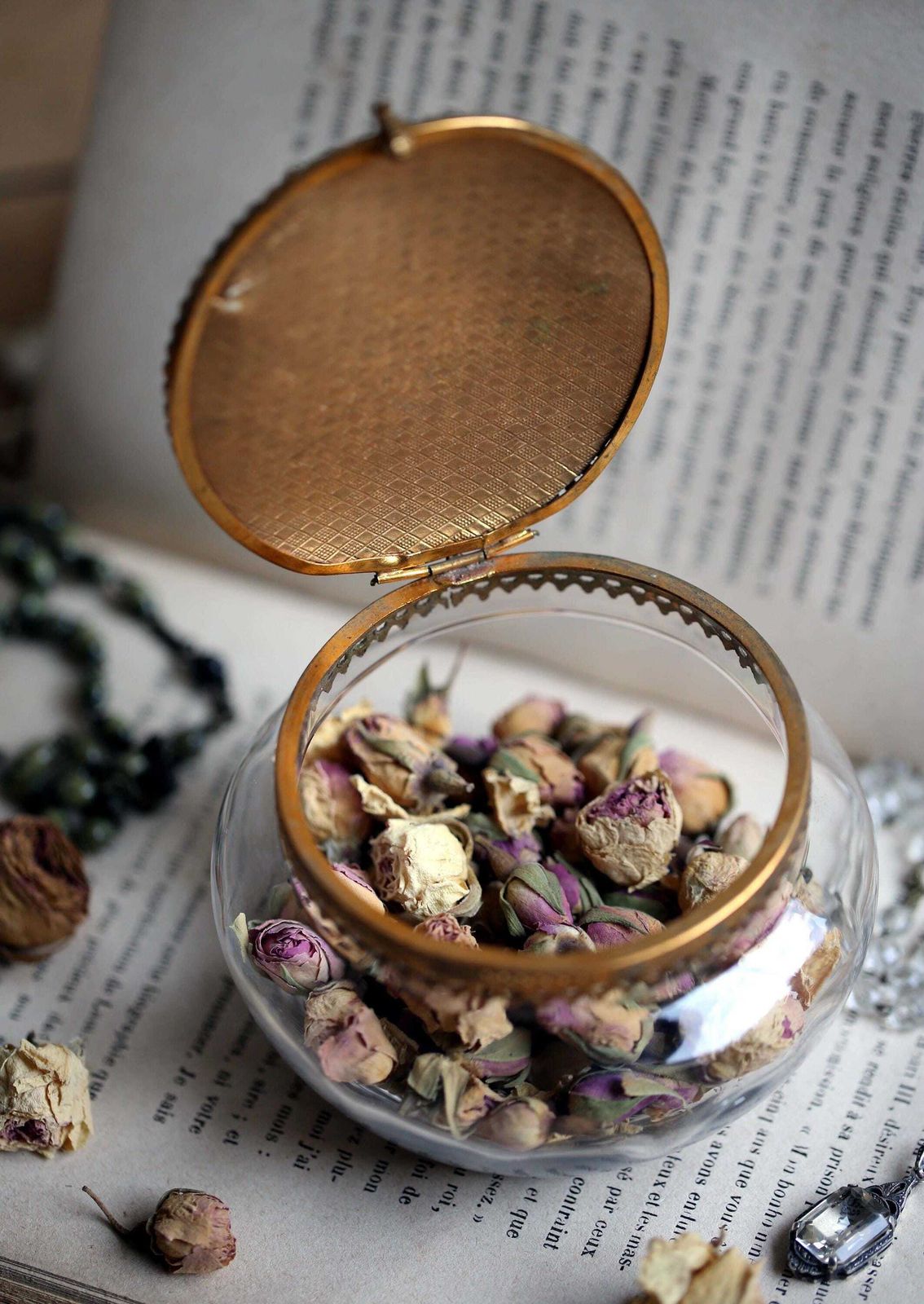 Antique French Ormolu Souvenir Ring Box Round Casket Glass Case Les Sables D'olonne photo furniture