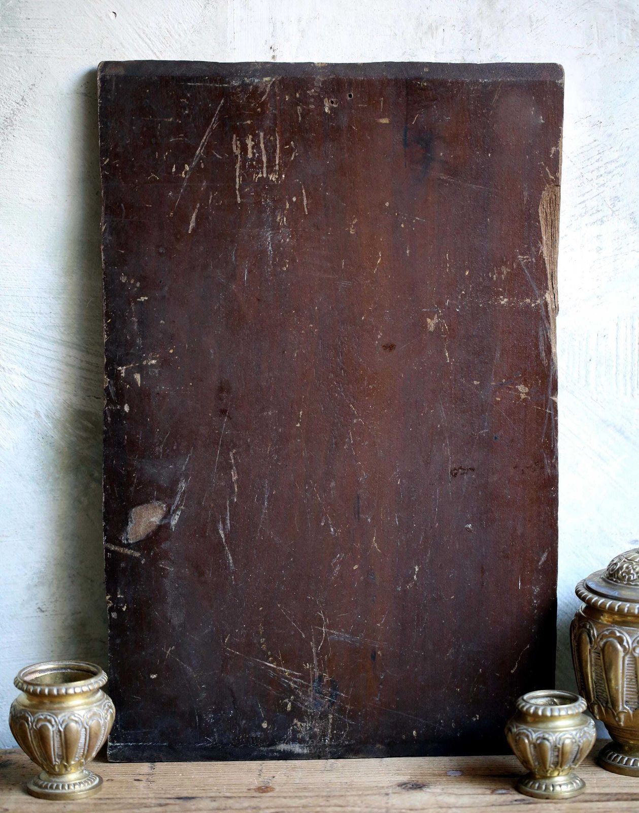 Antique Religious Painting With Angel Oil On Wood photo buy