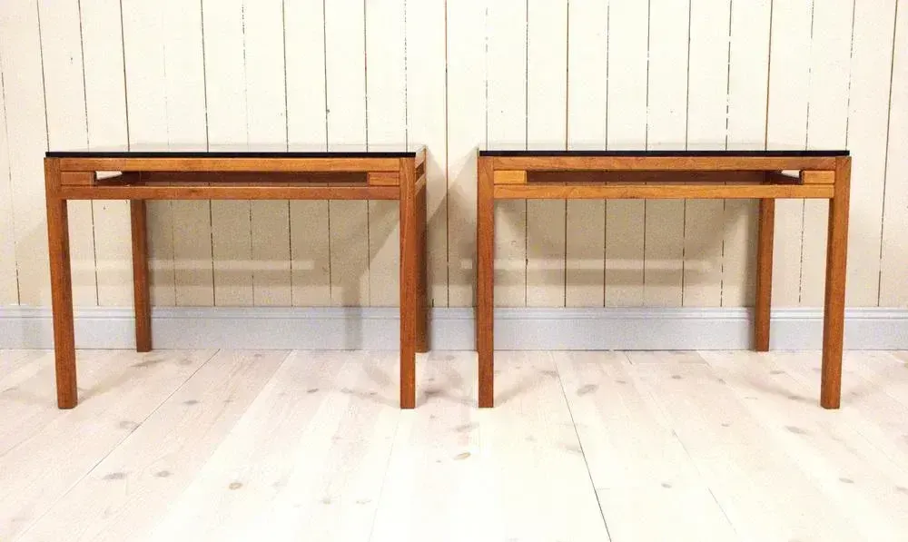 Swedish Teak And Glass Side Tables, 1960s, Set Of 2 photo 571.0