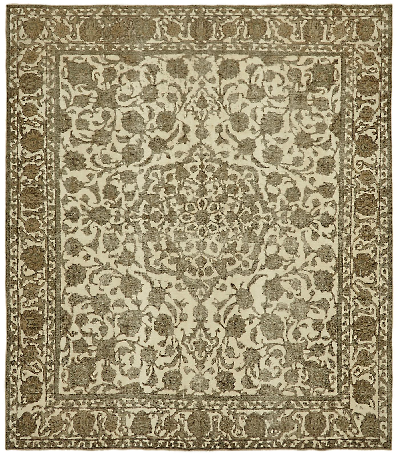 Handmade Beige Vintage Large Area Rug 340 Cm X 298 Cm