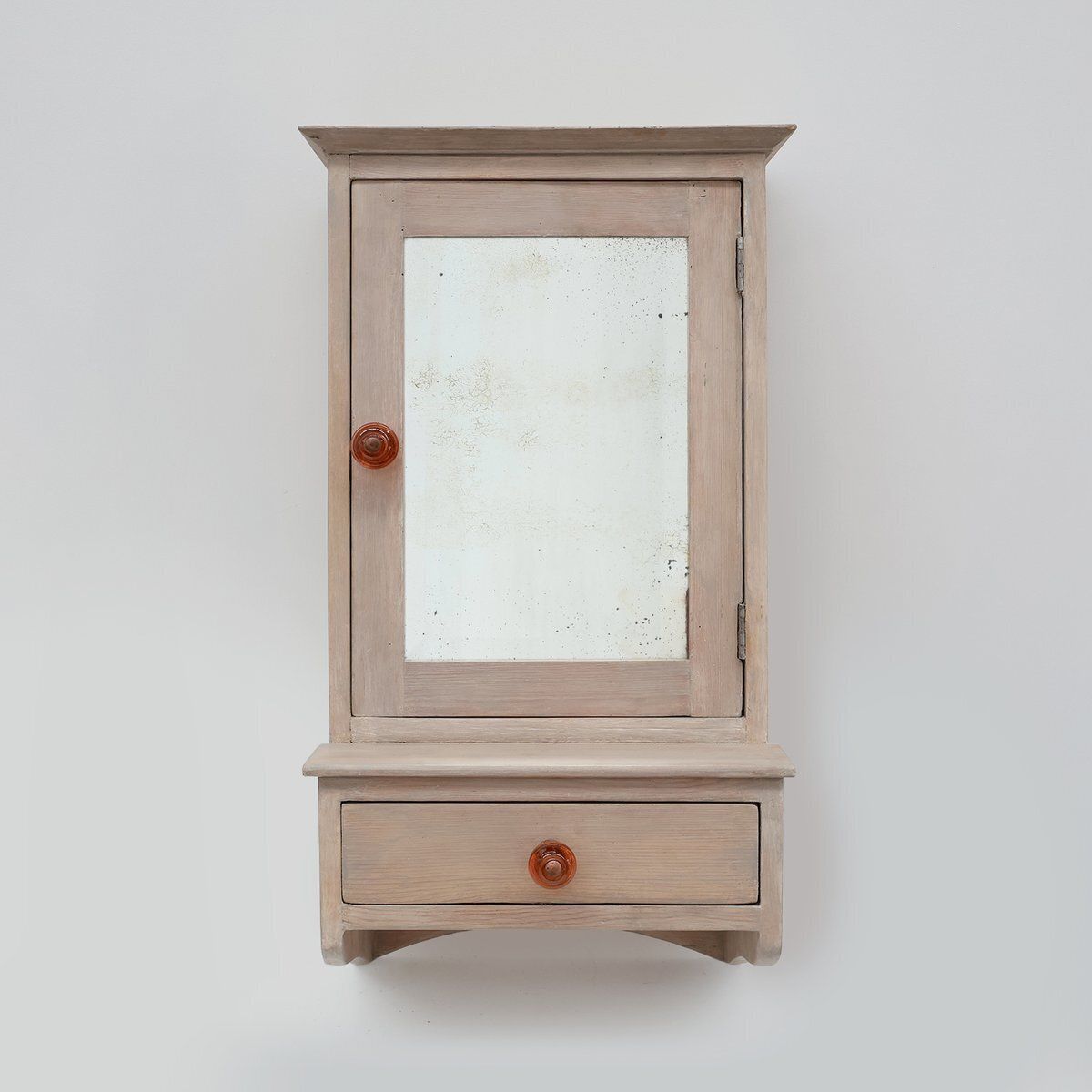 Art Deco French Wooden Medicine Cabinet With Mirror, 1920s