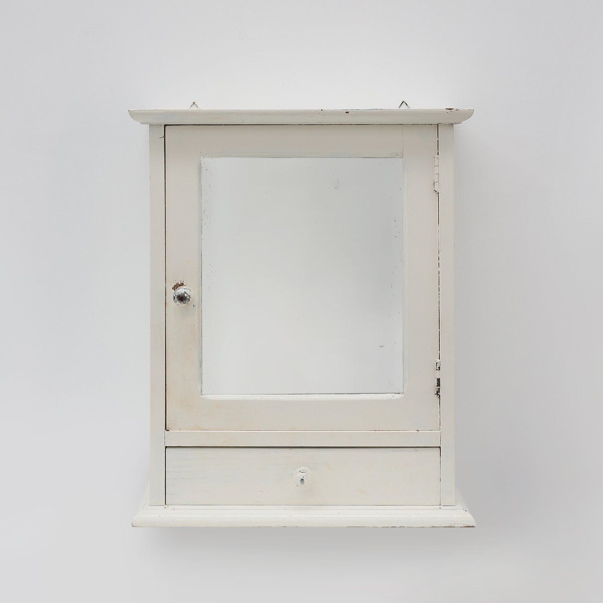 Art Deco French White Oak Mirrored Medicine Cabinet, 1920s