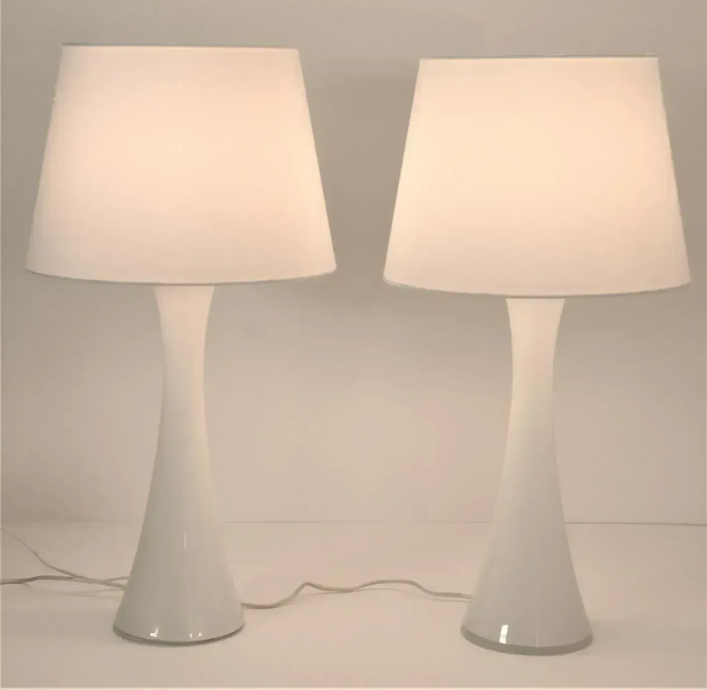 Swedish Modern Glass And Teak Table Lamps By Bernt Nordstedt For Bergboms, Set Of 2 photo Lighting