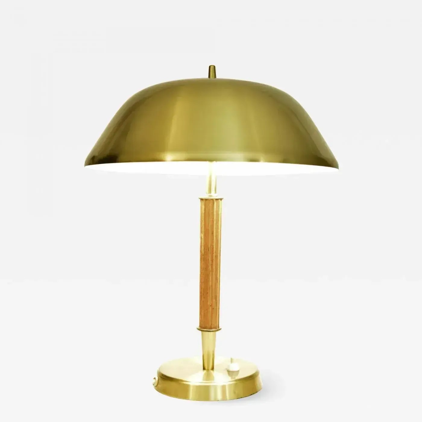 Swedish Art Deco Brass And Oak Table Lamp By Falkenbergs Belysning Ab, 1940s photo furniture