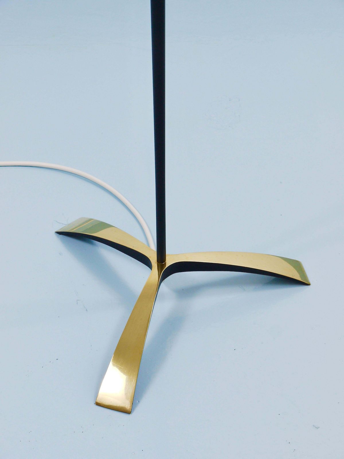 Rupert Nikoll Midcentury Brass Floor Lamp, Carl Aubock Hand Switch Austria, 1950 photo vintage