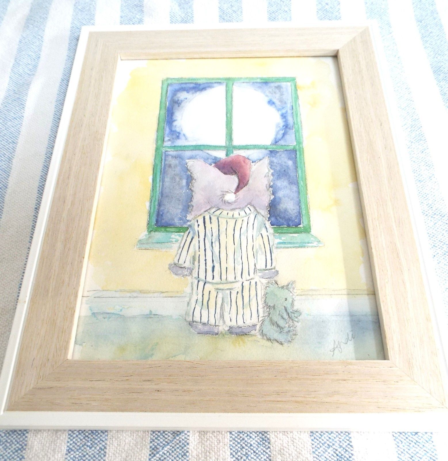Watercolour Cute Elephant Illustration Painting Framed Original Andi Lucas photo furniture