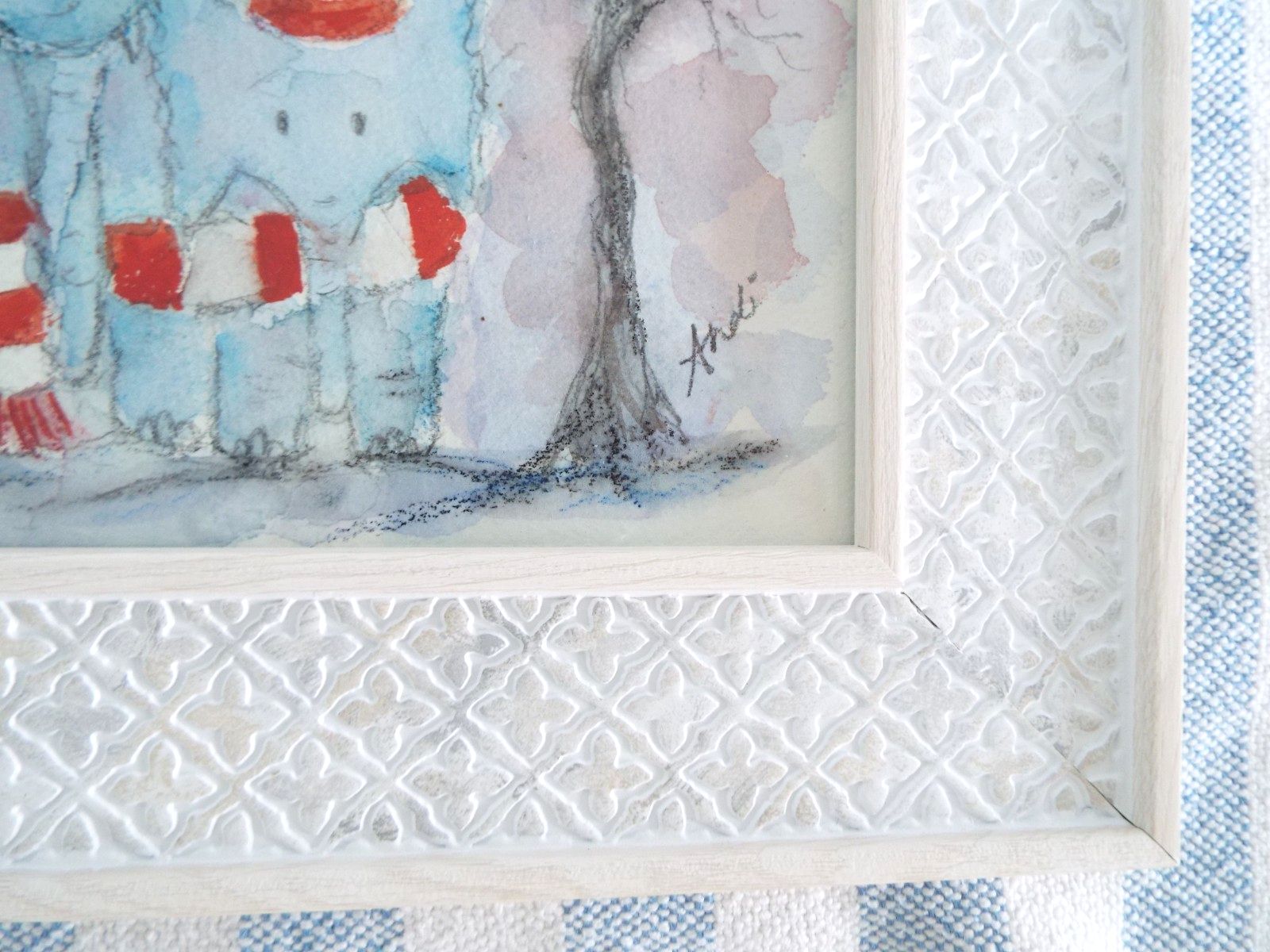 Watercolour Cute Elephants Illustration Painting Framed Original Andi Lucas photo Art