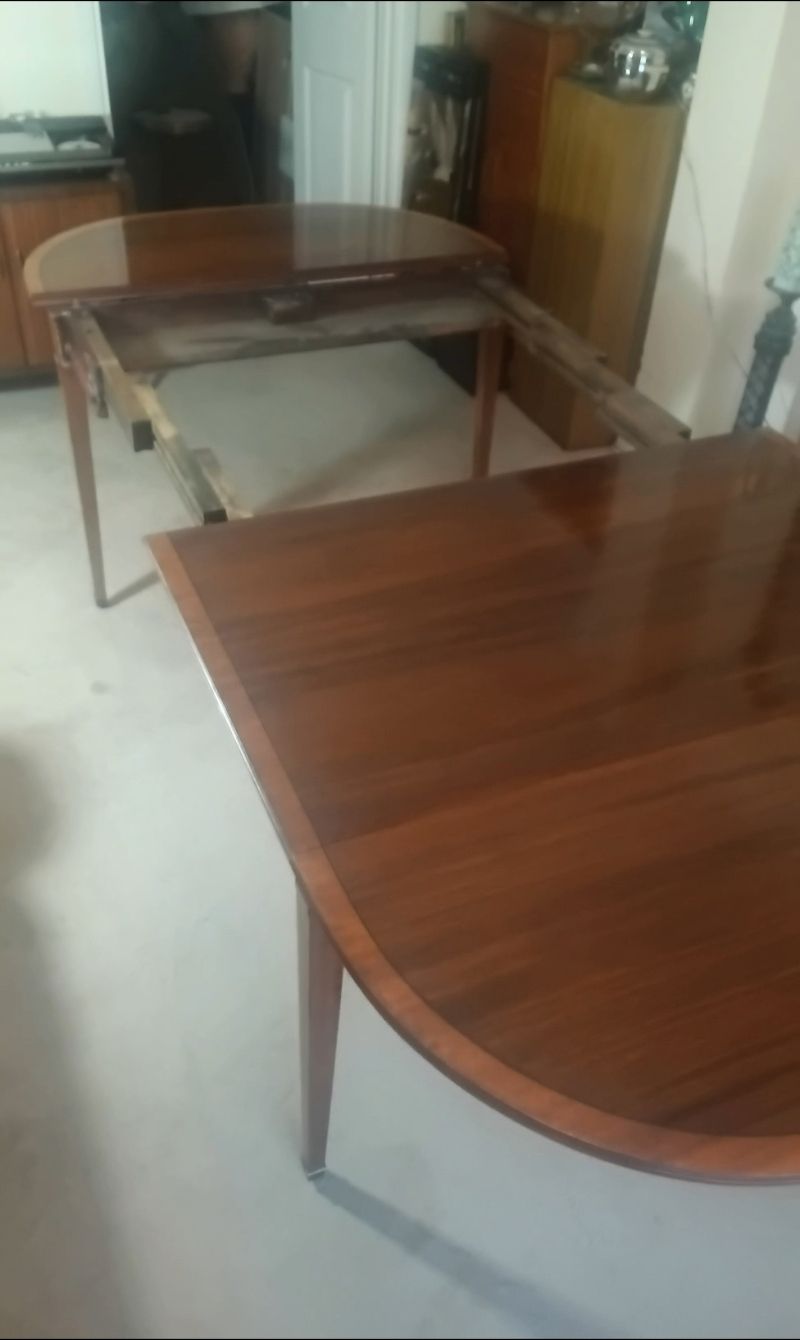 Huge Reduction.. Stunning.. !! Regency Sty.E Mahogany And Satinwood Extending Dining Table With Set Of 6 Chairs. photo 500.0