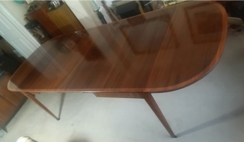 photo vinterior Huge Reduction.. Stunning.. !! Regency Sty.E Mahogany And Satinwood Extending Dining Table With Set Of 6 Chairs.