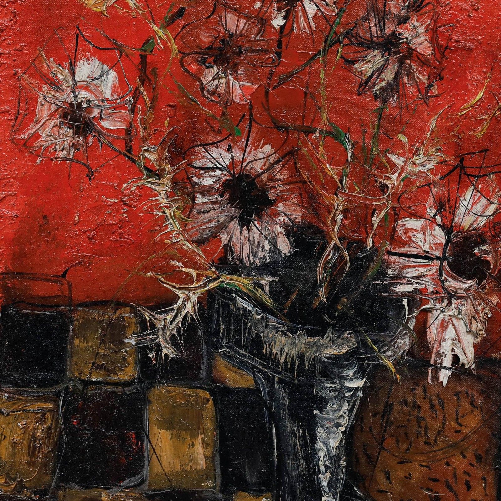 Jean Marie Gouttin (1922 1987)  Mid 20th Century Oil, Still Life In Red photo Art