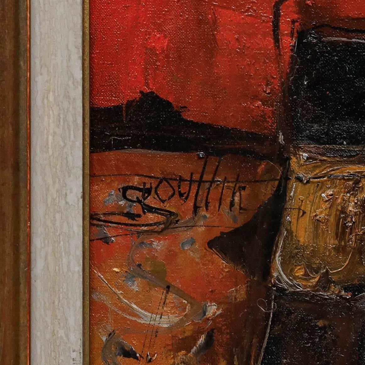 Jean Marie Gouttin (1922 1987)  Mid 20th Century Oil, Still Life In Red photo vinterior