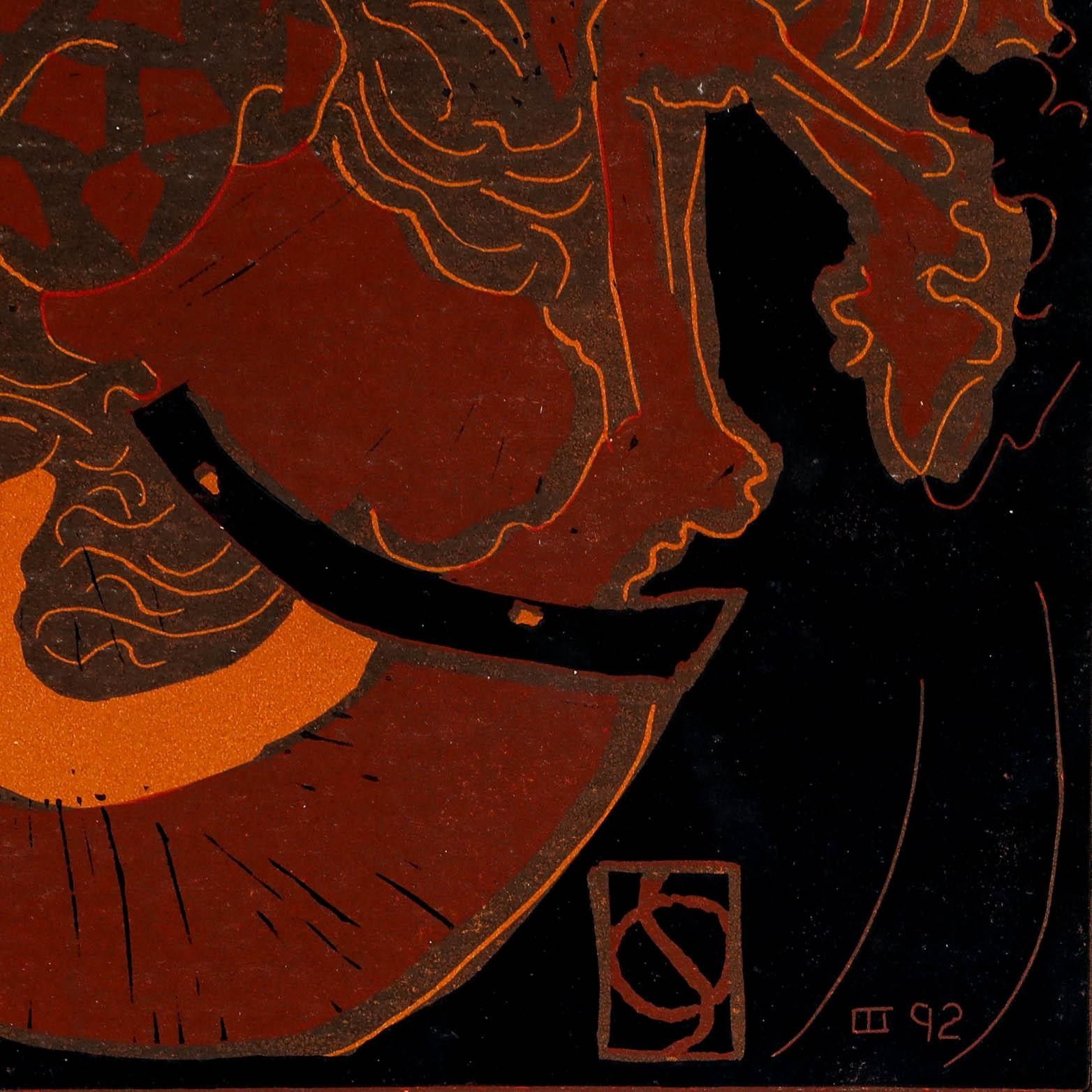 Sheila Oliner (1930 2020) 1992 Linoprint, Warrior Woman photo Art