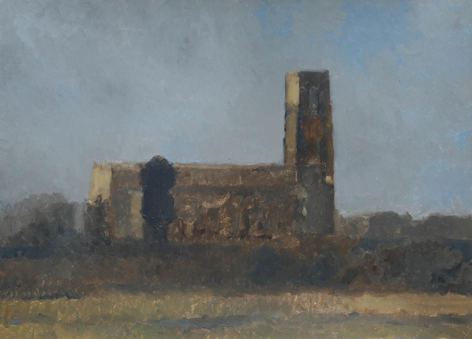 Bernard Myers (1925 2007) Contemporary Oil, Holy Trinity Church photo furniture