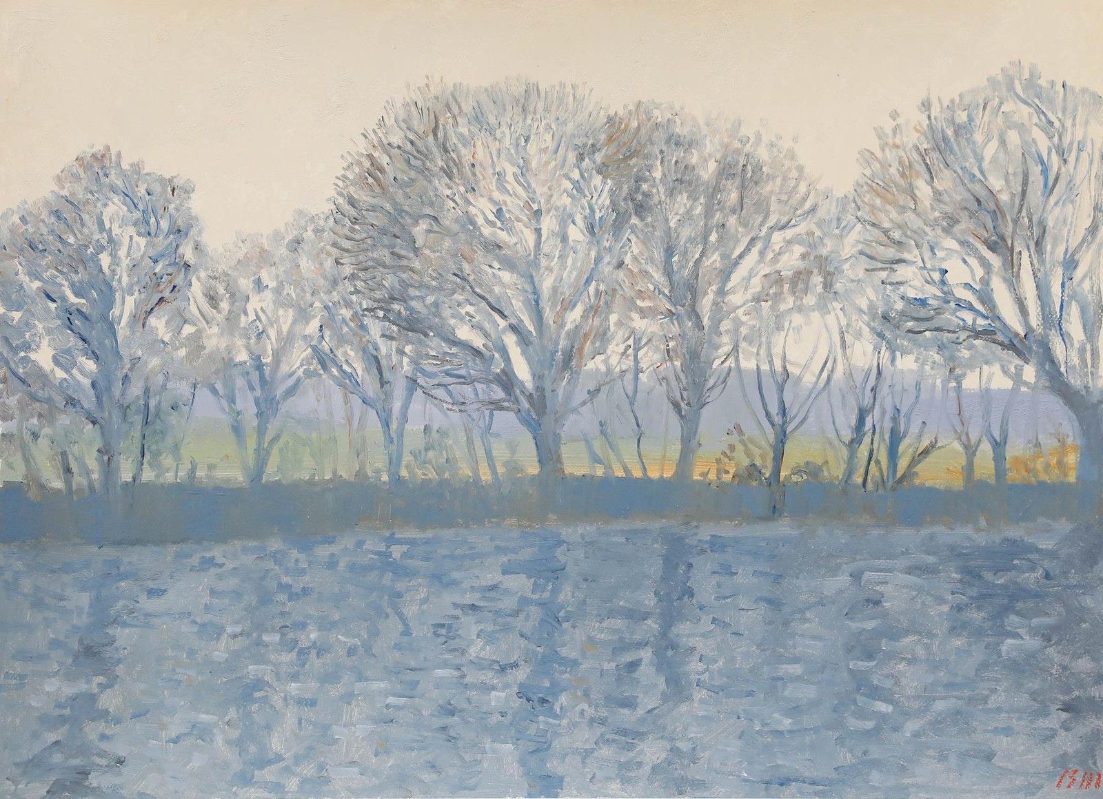 Bernard Myers (1925 2007) Contemporary Oil, The Thames In Spring photo furniture