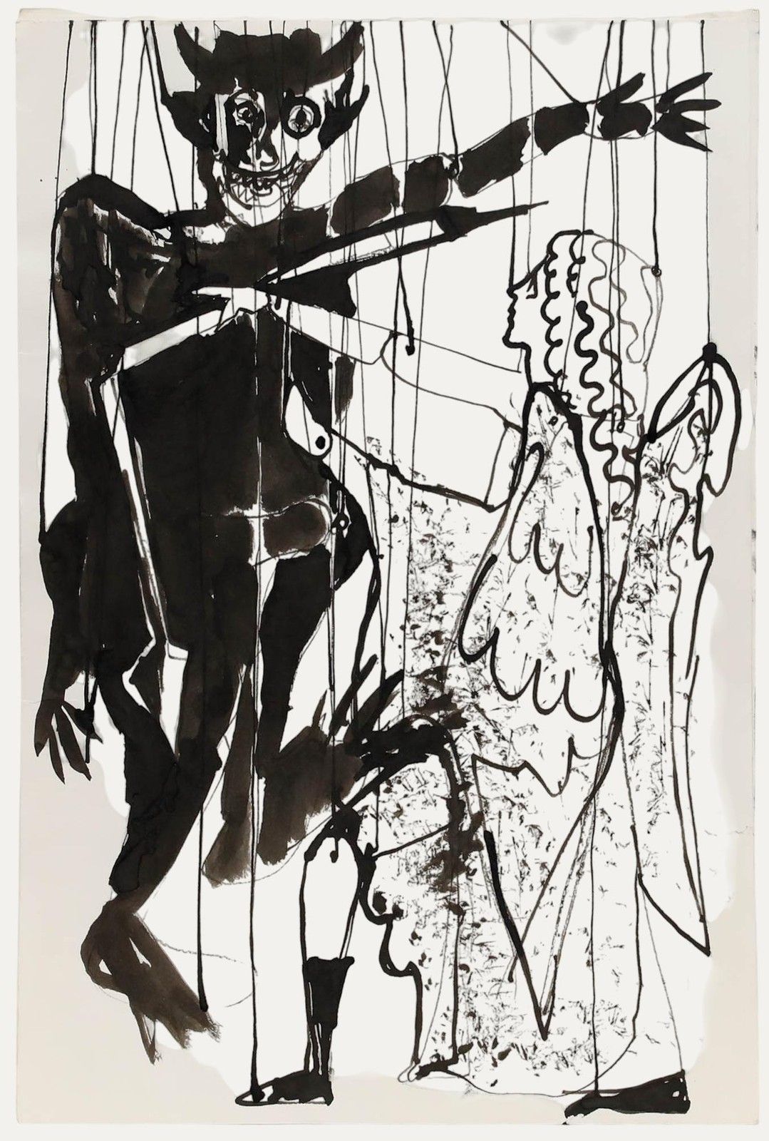 Charlotte Heister (1921 1998) Mid 20th Century India Ink, Puppets