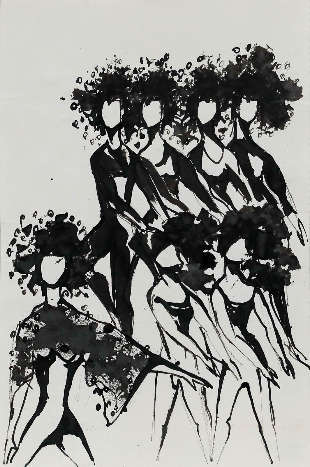 Charlotte Heister (1921 1998) Mid 20th Century India Ink, Dancing Girls photo furniture